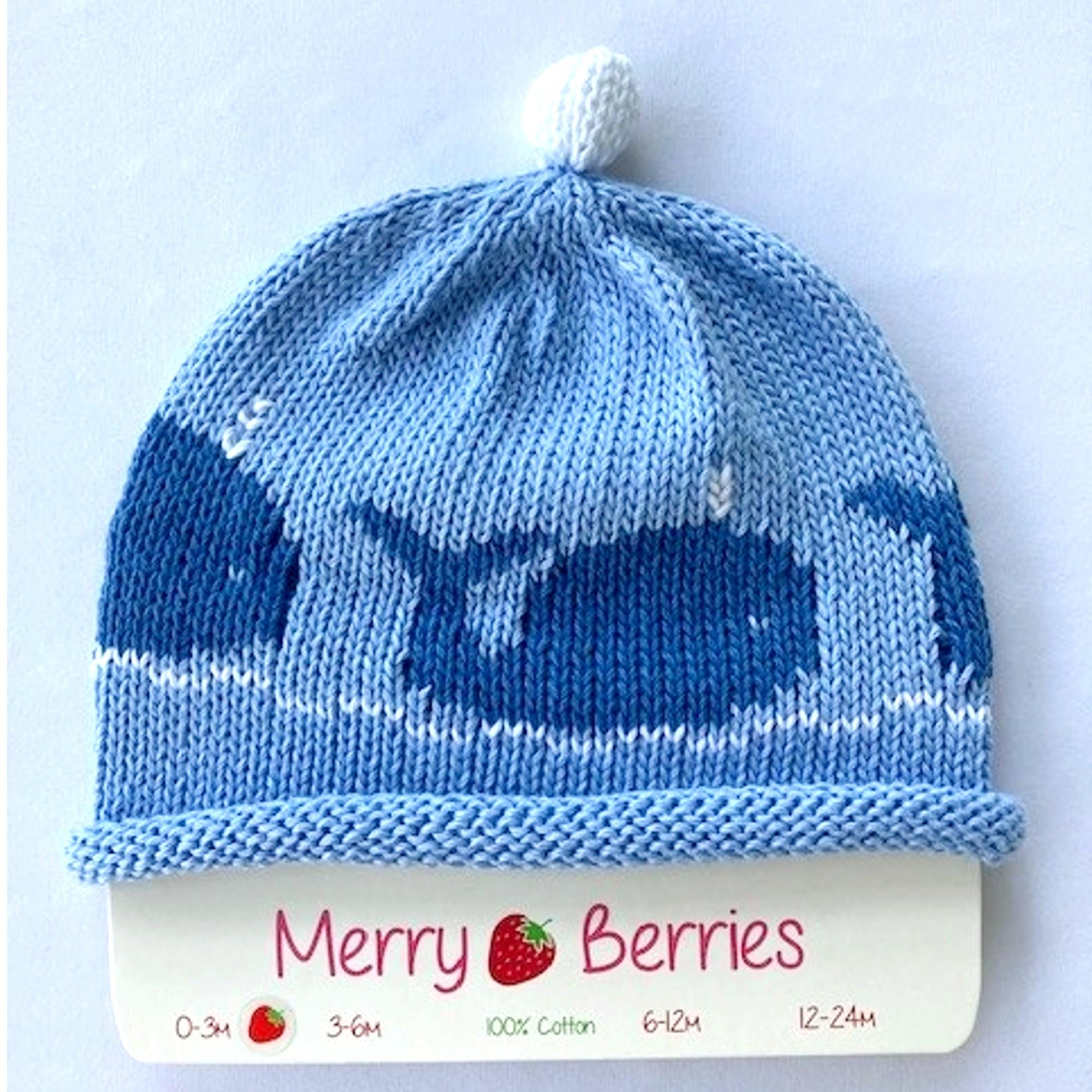 Merry Berries - Little Whale Knitted baby Hat-0-24mths-Cotton