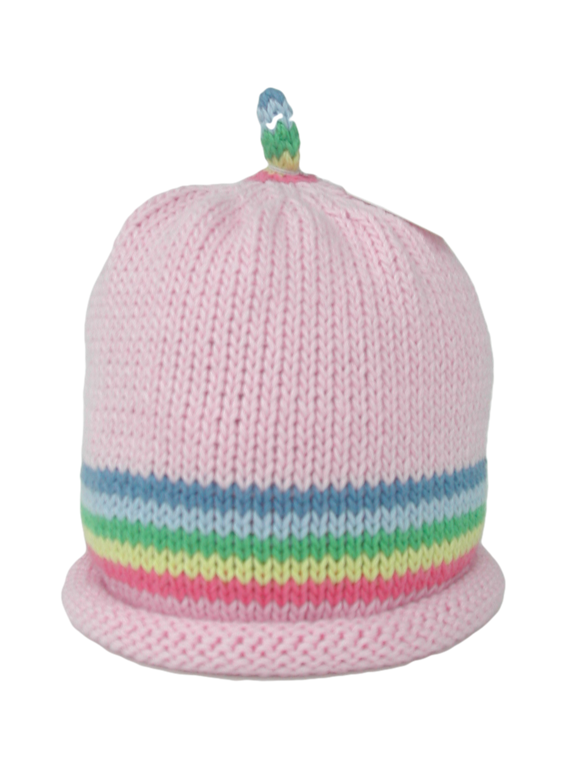 Merry Berries- Pink Rainbow Knitted Baby Hat- 0-24 Months- Cotton-3