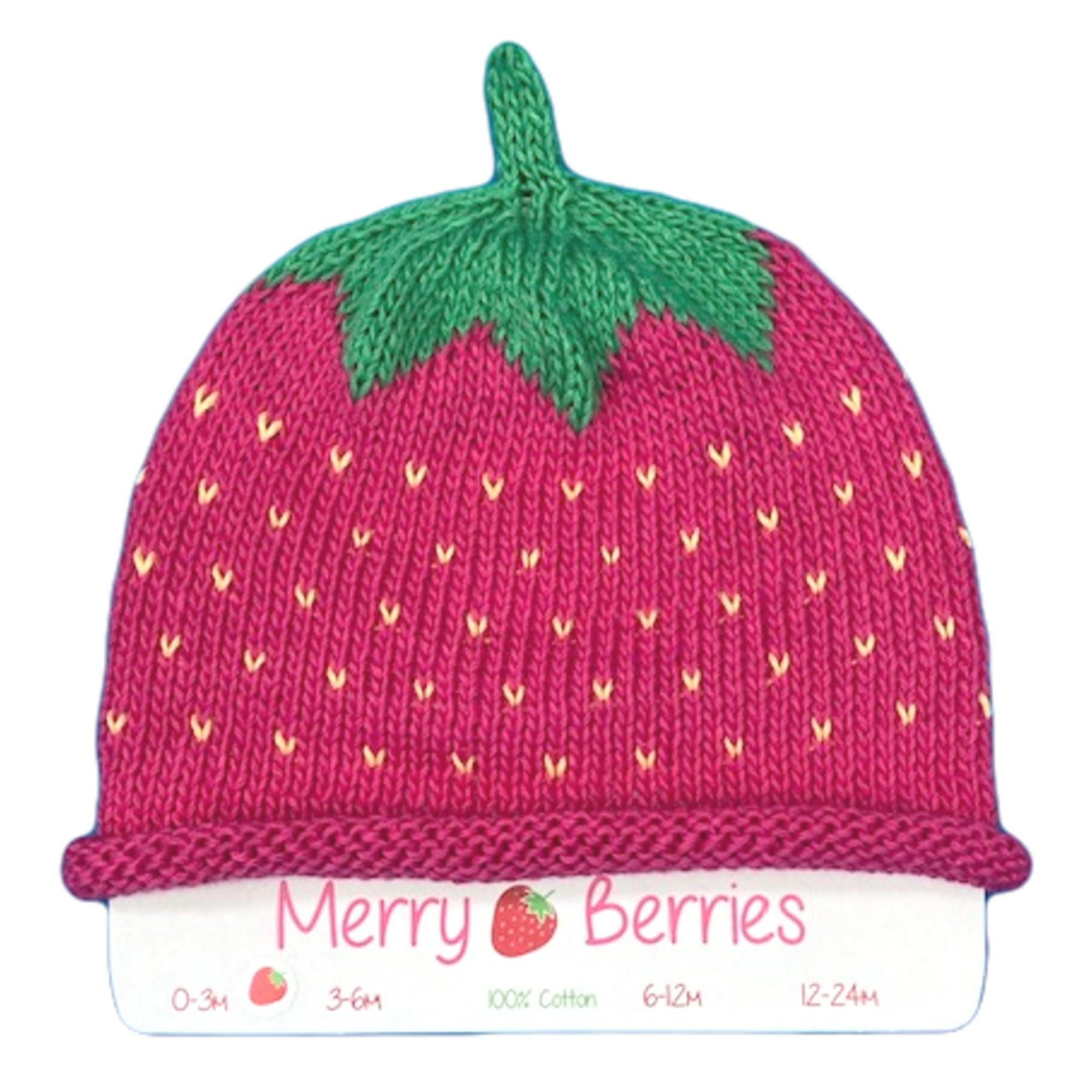 Merry Berries - Raspberry Knitted baby Hat-0-24mths-Cotton