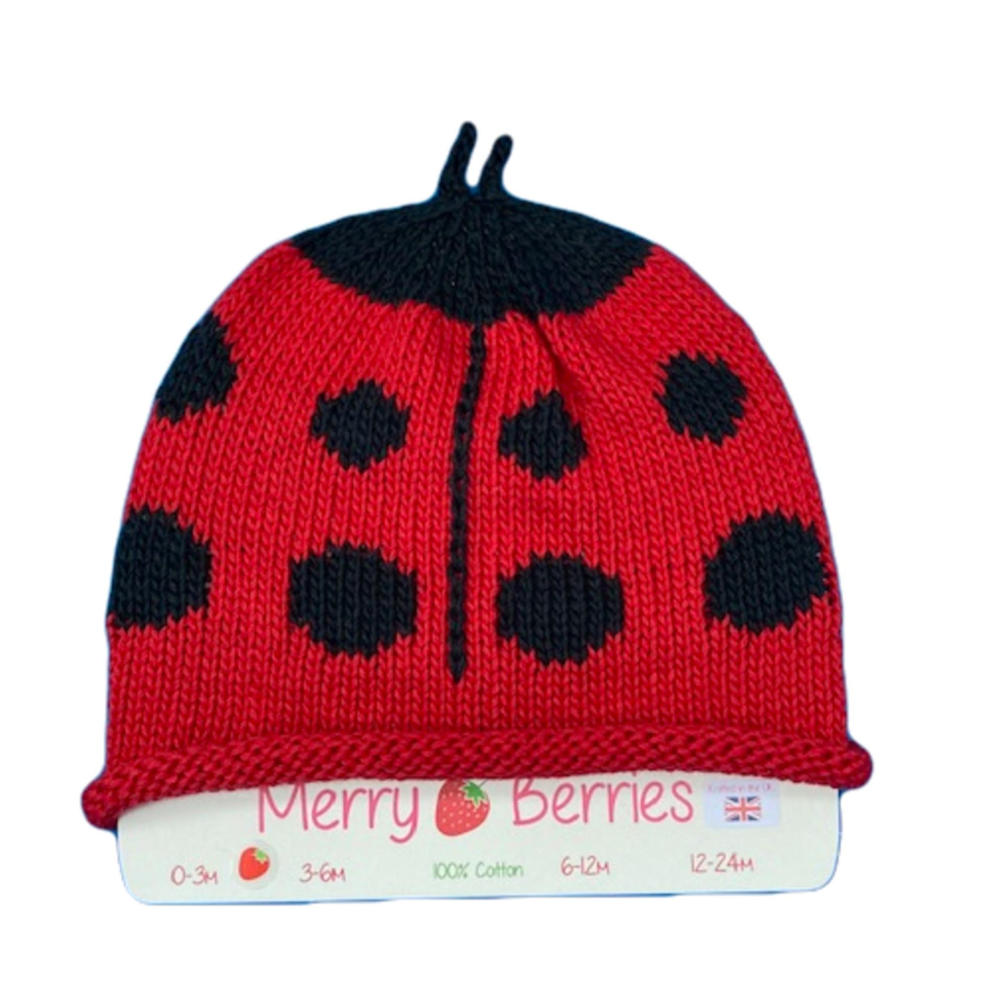 Merry Berries - Ladybird Knitted baby Hat-0-24mths-Cotton
