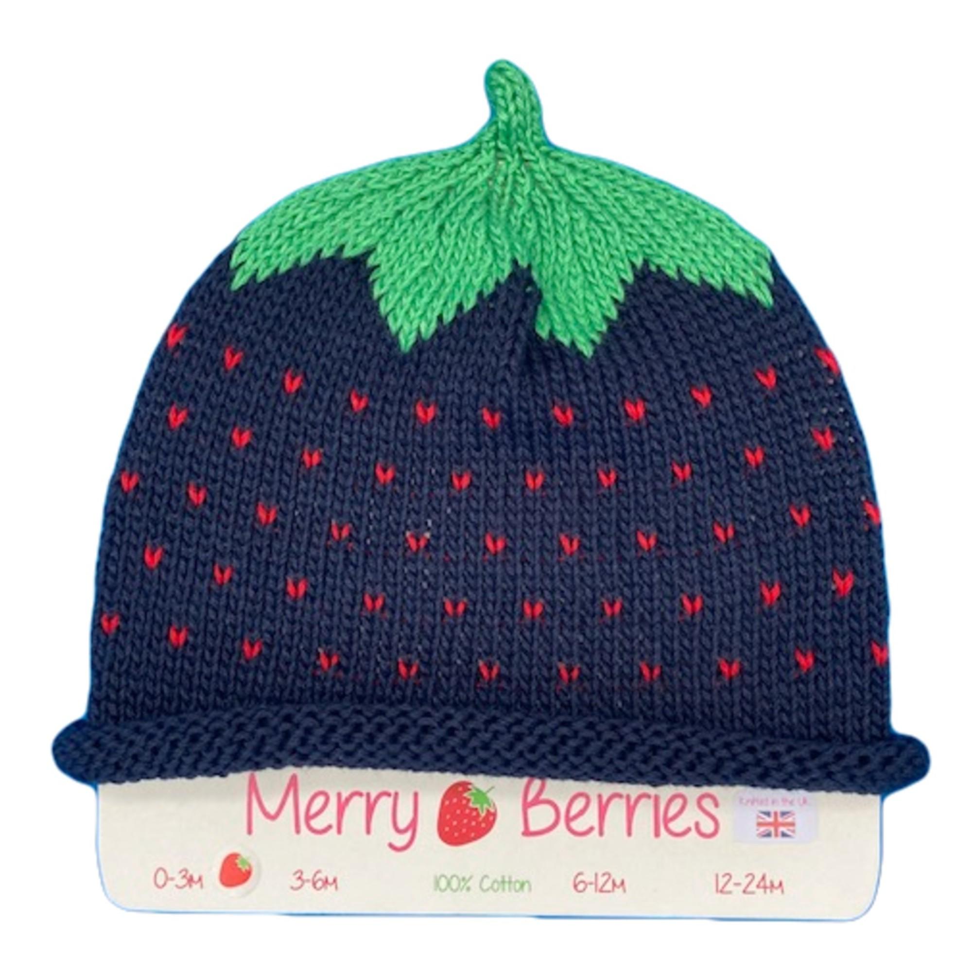 Merry Berries- Blackberry Knitted Baby Hat- 0-24 Months- Cotton