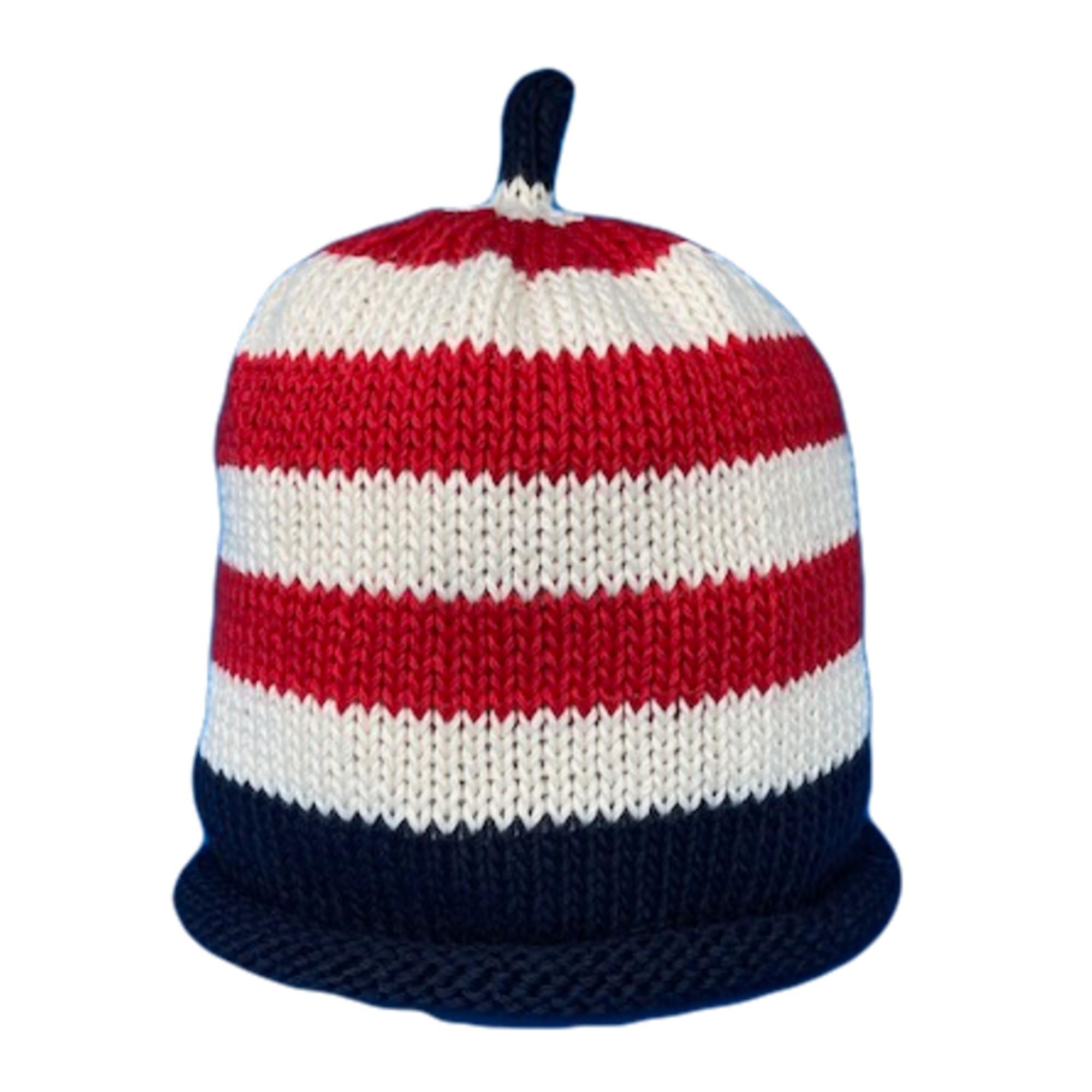 Merry Berries - Cream red navy stripe Knitted baby Hat-0-24mths-Cotton-4