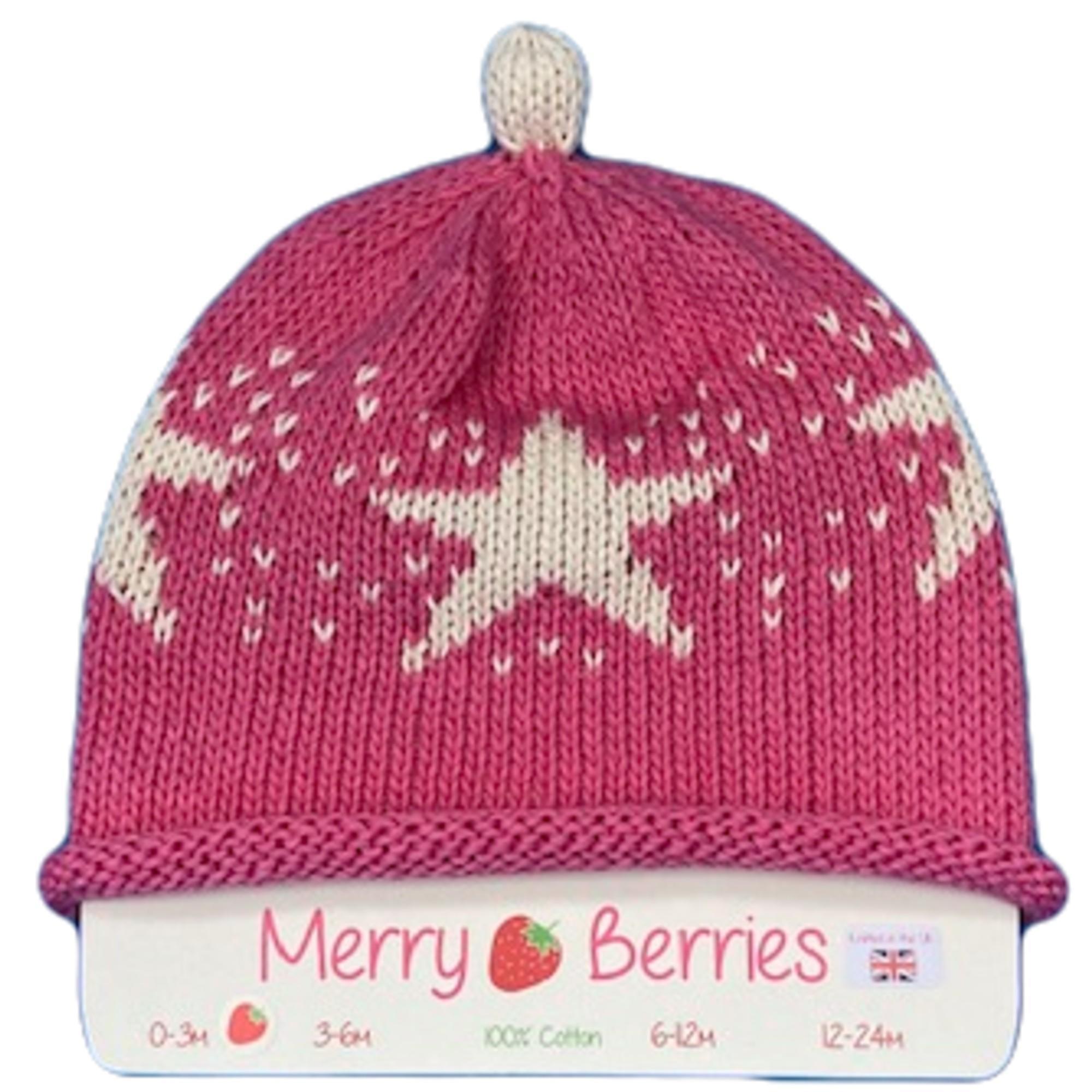 Merry Berries - Candy Star Knitted baby Hat-0-24mths-Cotton