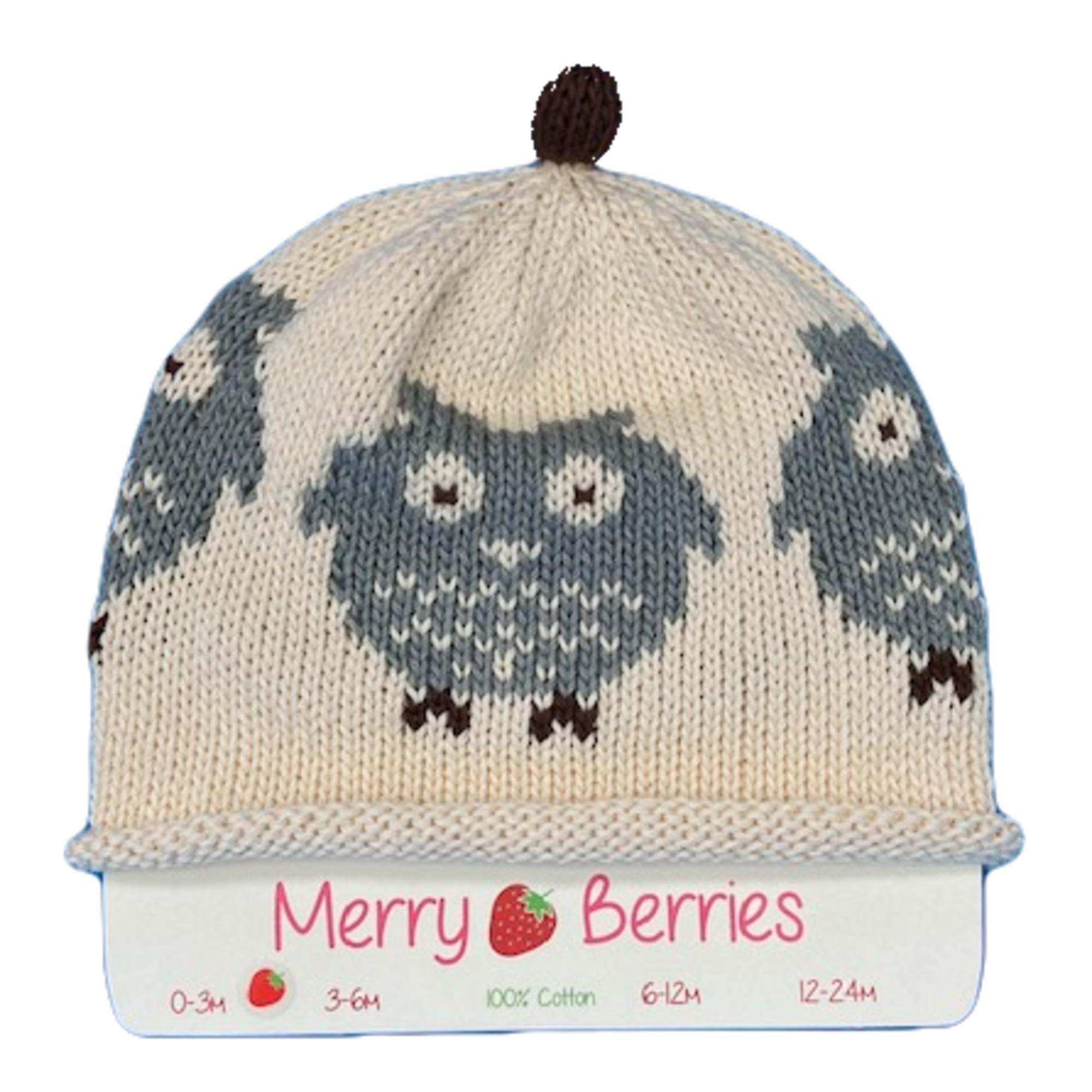 Merry Berries - Grey Owl Knitted baby Hat-0-24mths-Cotton