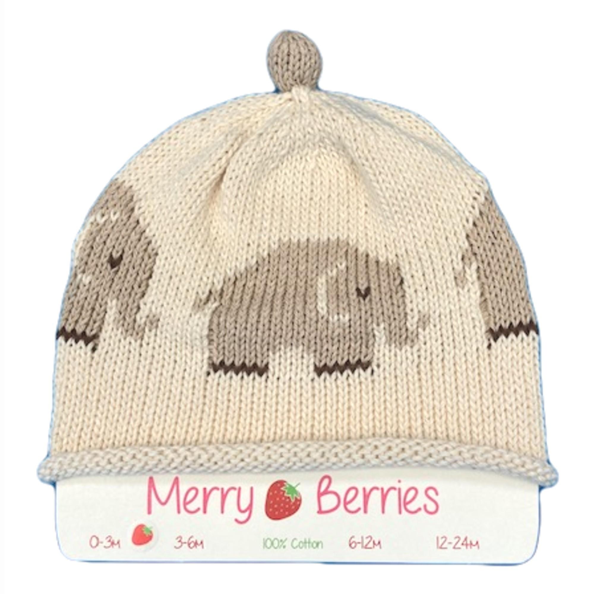Merry Berries - Oat Elephant Knitted baby Hat-0-24mths-Cotton