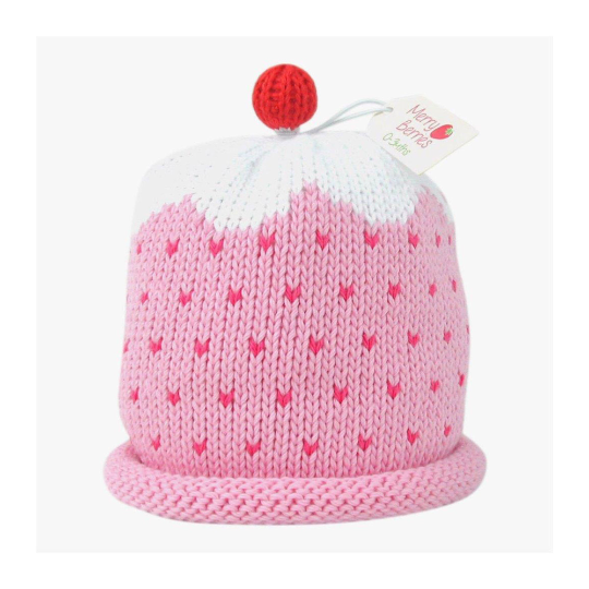 Merry Berries - Cupcake Knitted baby Hat-0-24mths-Cotton-3
