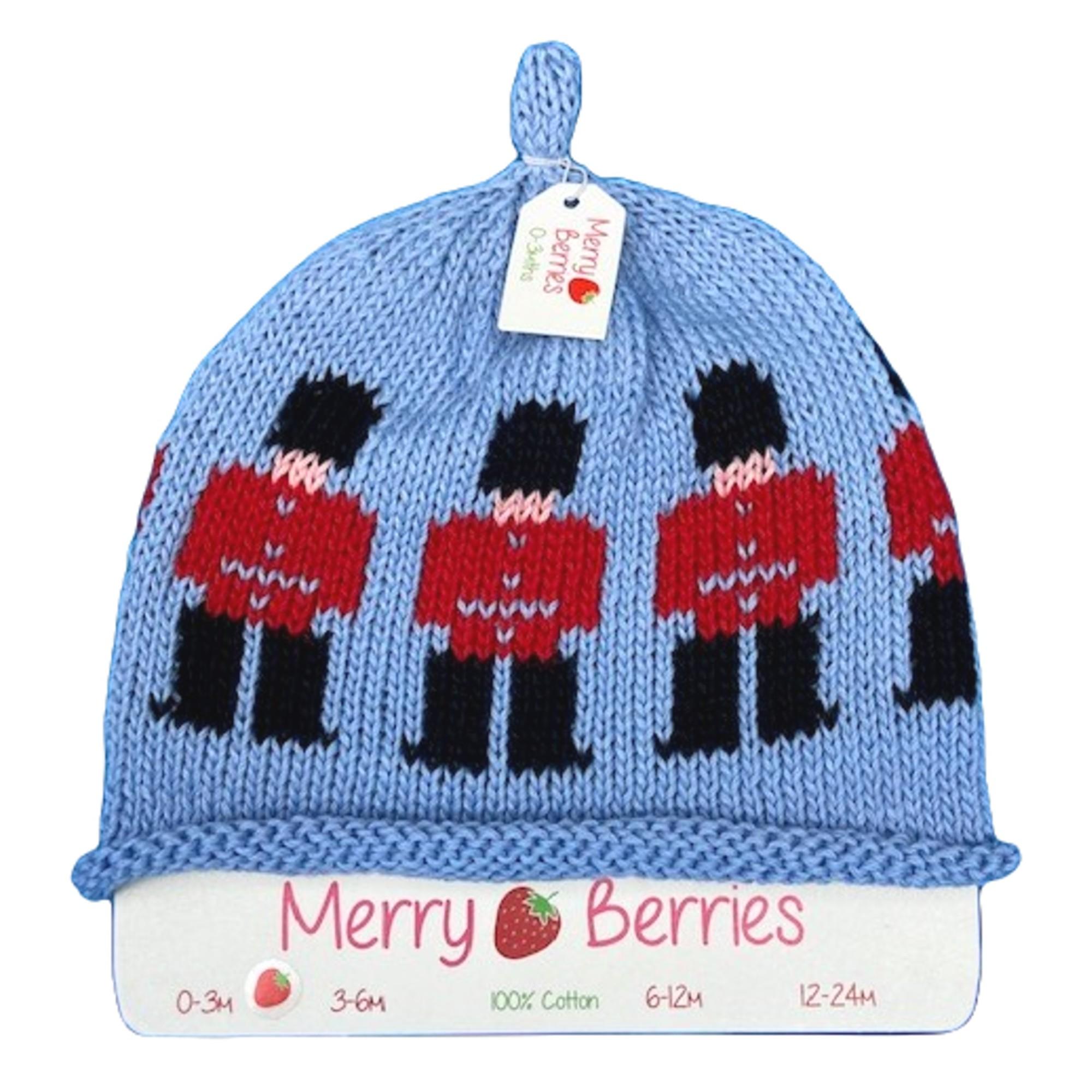 Merry Berries - Guardsman on sky Knitted baby Hat-0-24mths-Cotton