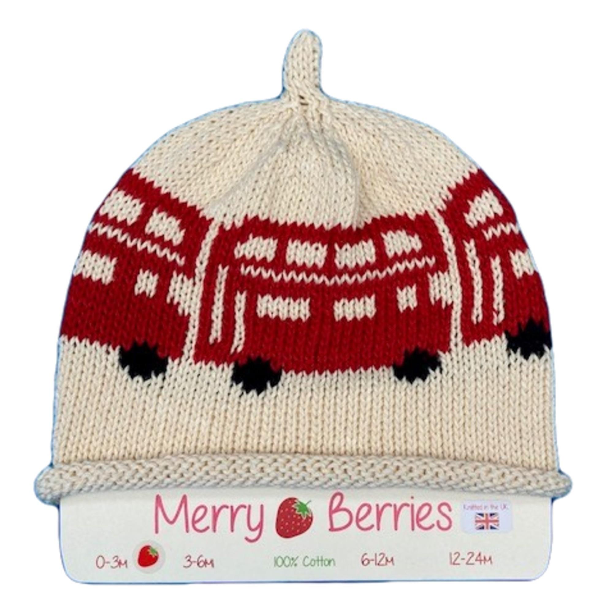 Merry Berries - London Bus Knitted baby Hat-0-24mths-Cotton
