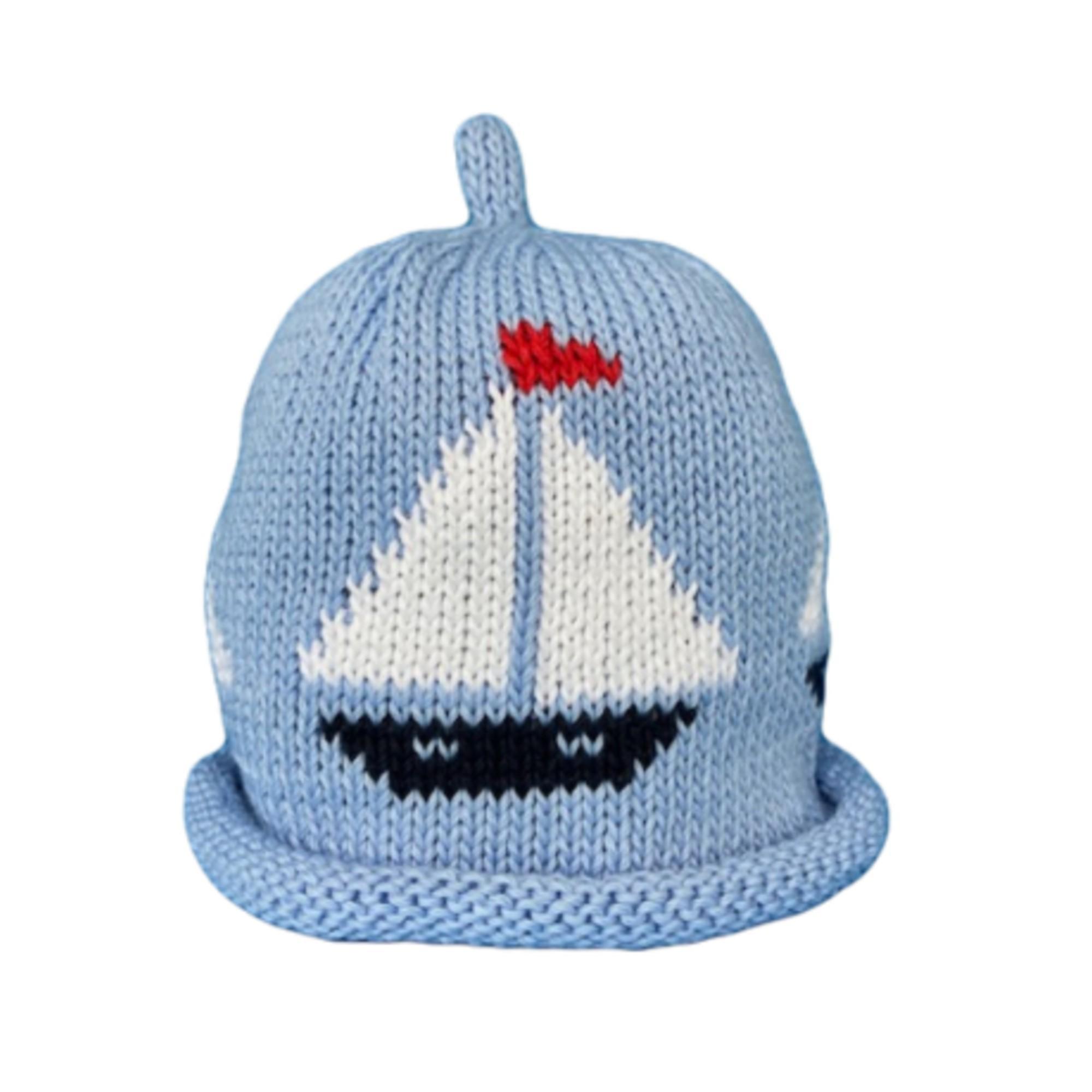 Merry Berries- Sky navy boat Knitted Baby Hat- 0-24 Months- Cotton-2