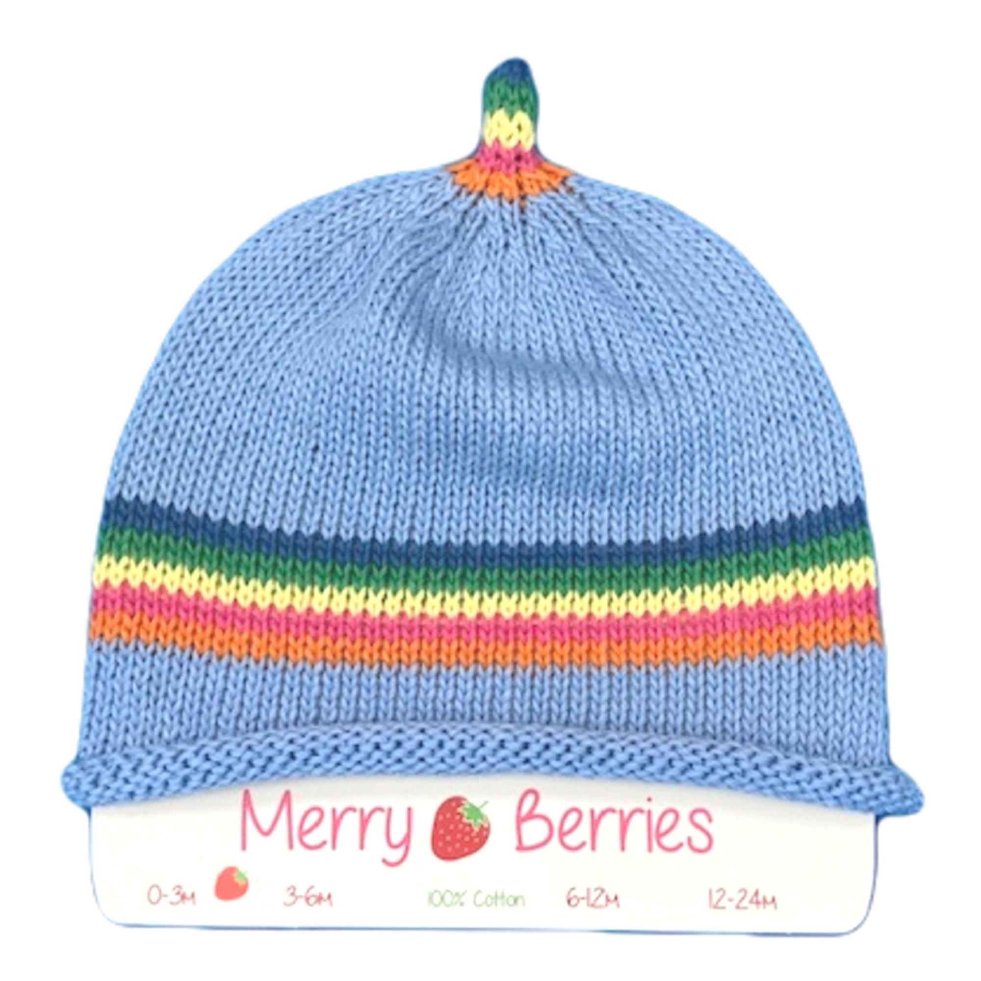 Merry Berries- Sky Rainbow Knitted Baby Hat- 0-24 Months- Cotton