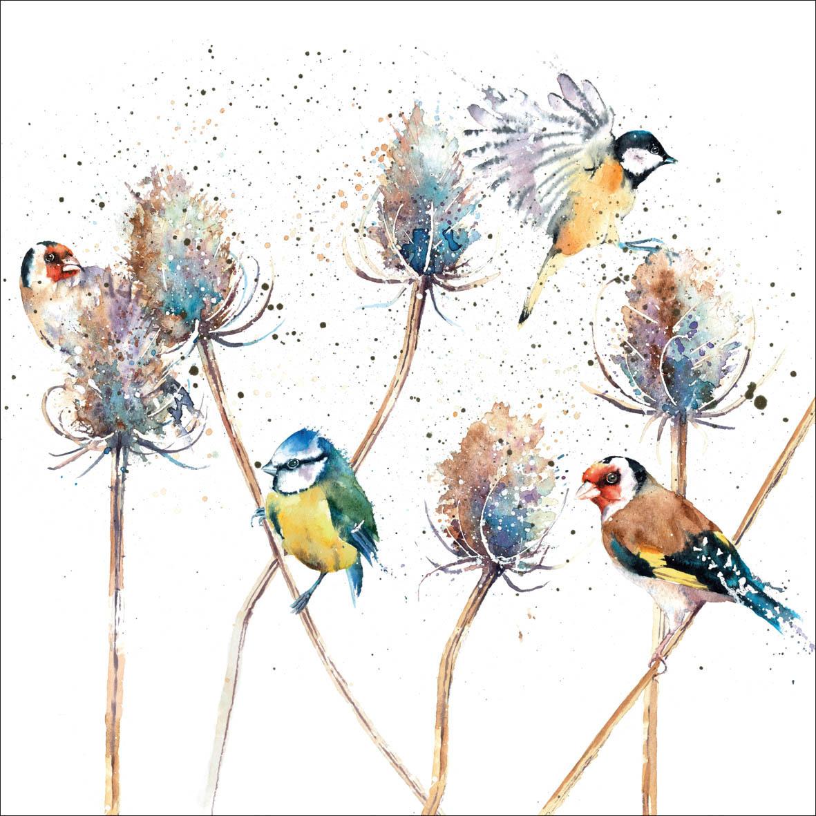 Birds and Teasels - Eco friendly, recycled greetings card
