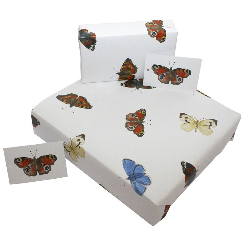butterflies recycled wrapping paper made by re-wrapped boxes