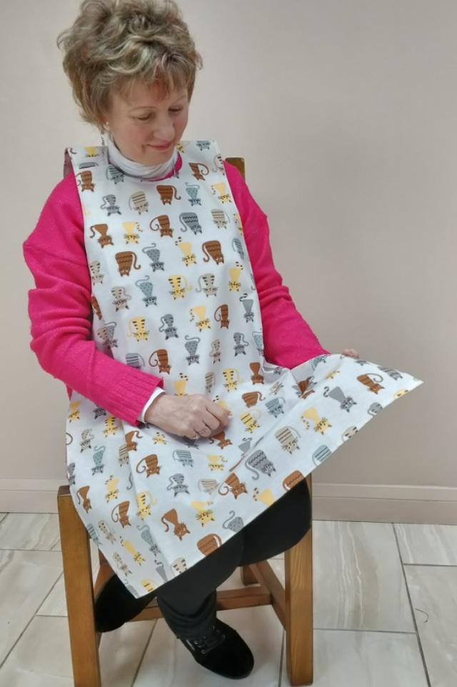 Cats design Dining drApron® / clothing protector. So much better than an adult bib Colourful pictures of cats