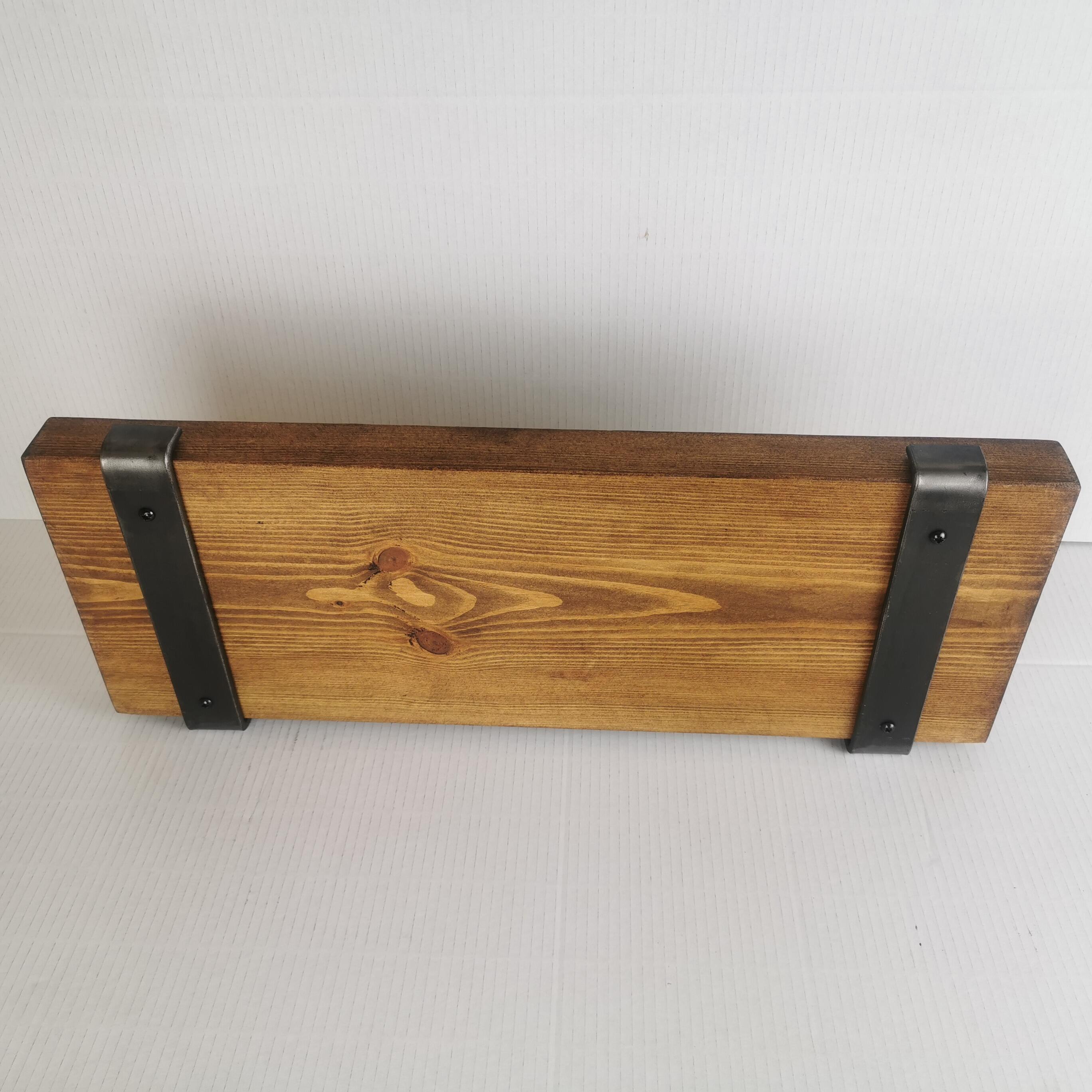Wooden Shelves 22cm with Flame-Forged Up style Brackets