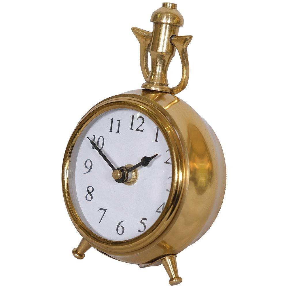 Brass Round Table Clock - 15cm
