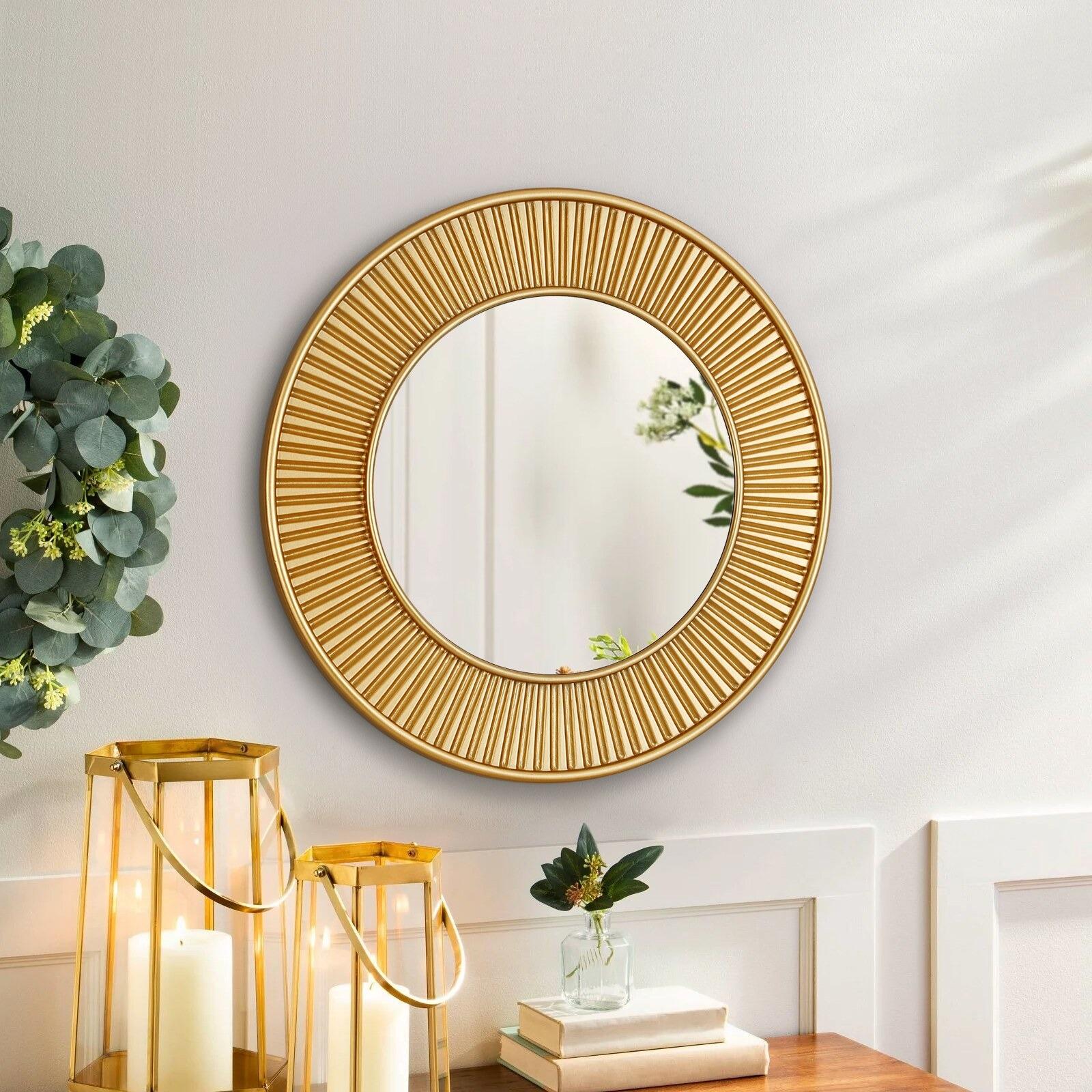 Round Gold Double Frame Wall Mirror 60x60cm