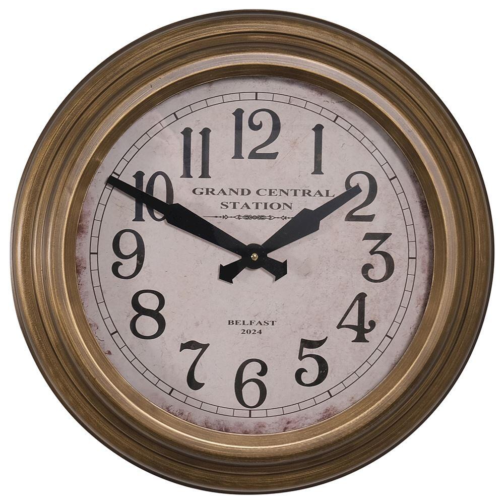 Antique Brass Grand Central Style Wall Clock 42x42cm