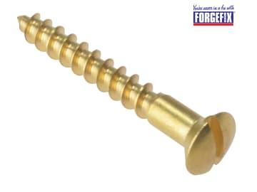 ForgeFix Wood Screw Slotted Raised Head ST Solid Brass 1.1/2 x 8in Forge Pack 10