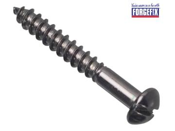 ForgeFix Wood Screw Slotted Round Head ST Black Japanned 1.1/4in x 8 Forge Pack 12