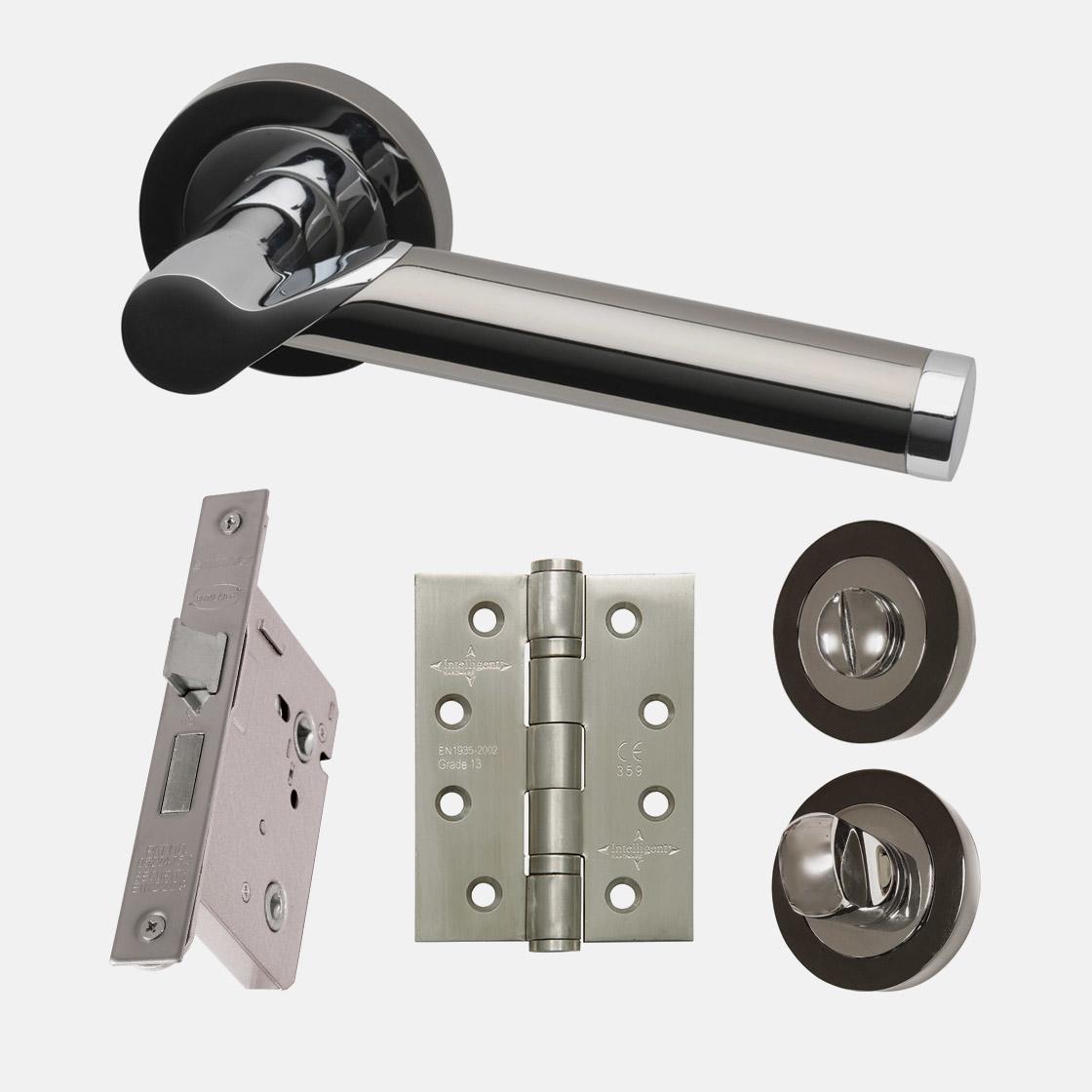 Ironmongery Charon Satin Brass Handle Hardware Pack