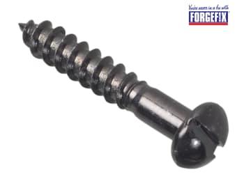 ForgeFix Wood Screw Slotted Round Head ST Black Japanned 1in x 8 Forge Pack 20