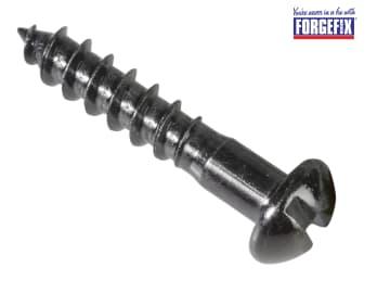 ForgeFix Wood Screw Slotted Round Head ST Black Japanned 1in x 10 Forge Pack 15