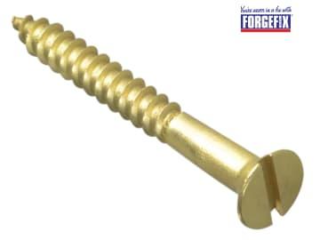 ForgeFix Wood Screw Slotted CSK Brass 1.1/2in x 8 Forge Pack 10