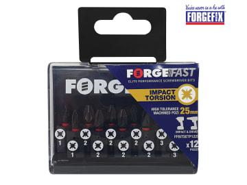 ForgeFix ForgeFast Pozidriv Compatible Impact Bit Set, 12 Piece