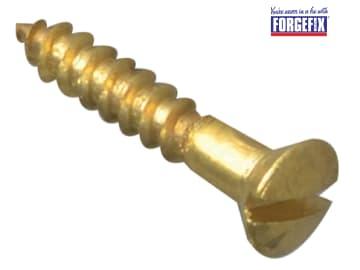 ForgeFix Wood Screw Slotted Raised Head ST Solid Brass 5/8in x 4 Forge Pack 40