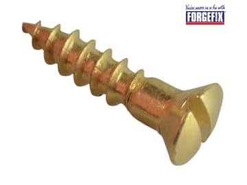 ForgeFix Wood Screw Slotted Raised Head ST Solid Brass 5/8in x 6 Forge Pack 25