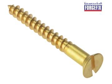 ForgeFix Wood Screw Slotted CSK Solid Brass 1.1/2in x 8 Box 200