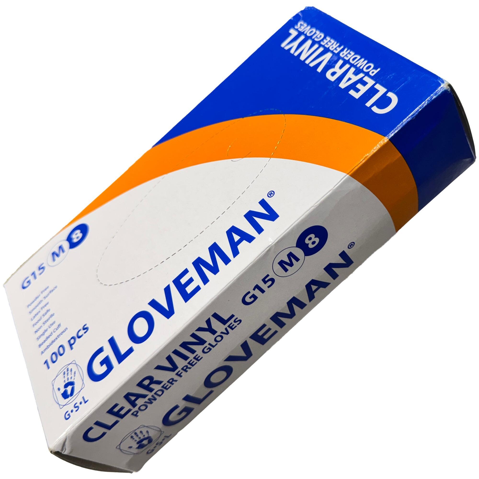 Gloveman G15 M8 Clear Vinyl Disposable Gloves | Powder Free | Latex Free | Medium G15M8
