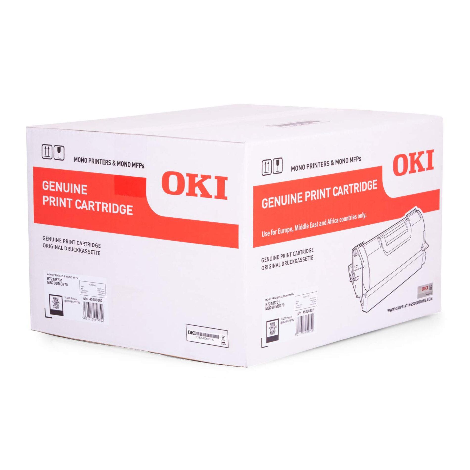 Oki® B721 B731 MB760 MB770 Black Toner & Drum Cartridge 45488802
