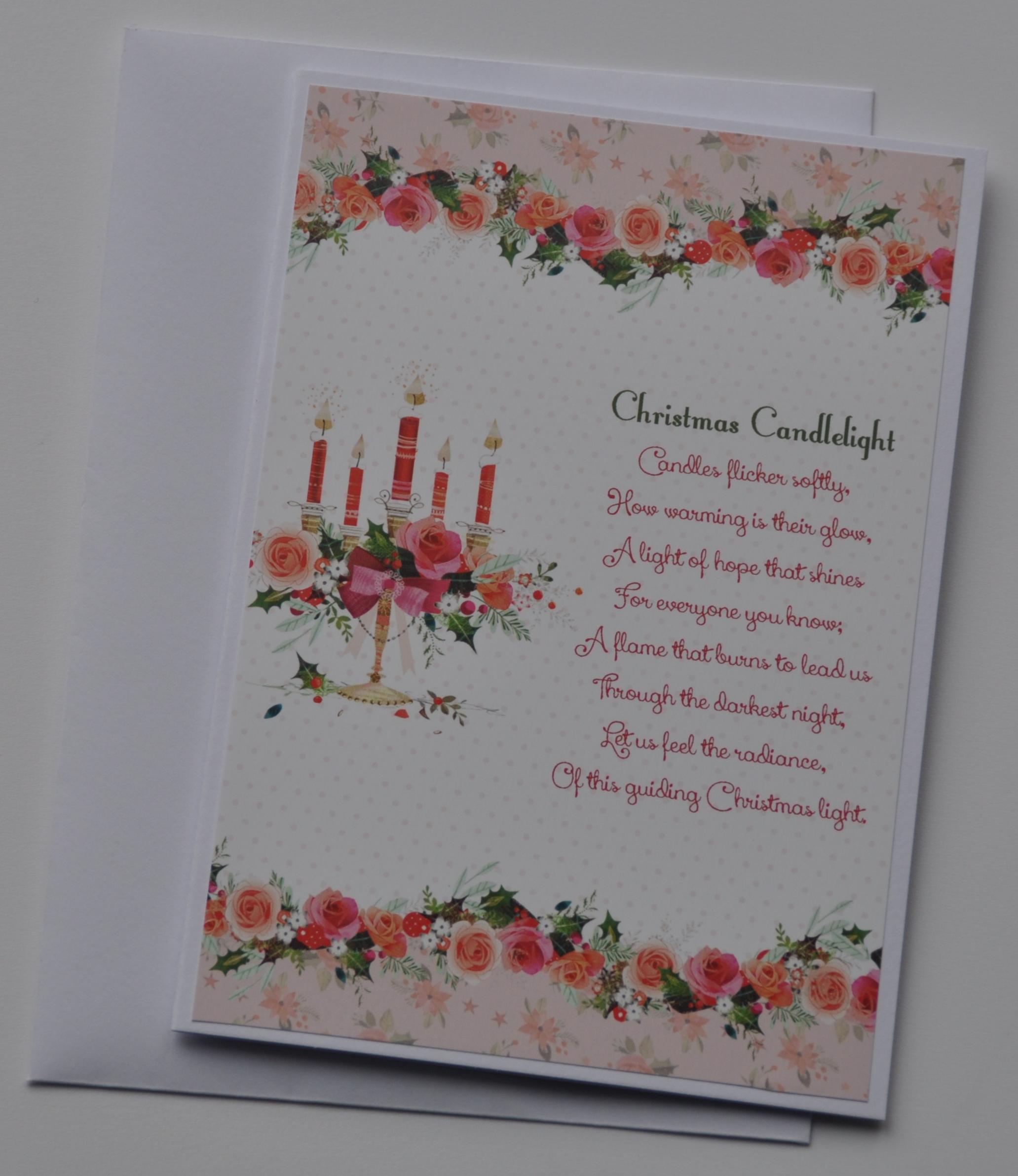 Handmade Christmas Card - Christmas Candlelight Poem