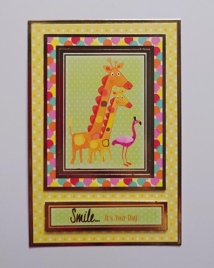 Smile It's Your Day Giraffe Children's Birthday Handmade Card Topper