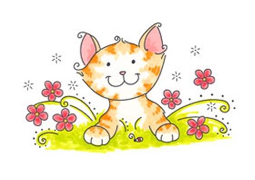 WILD ROSE STUDIO CLEAR CLING STAMP - CAT IN GARDEN