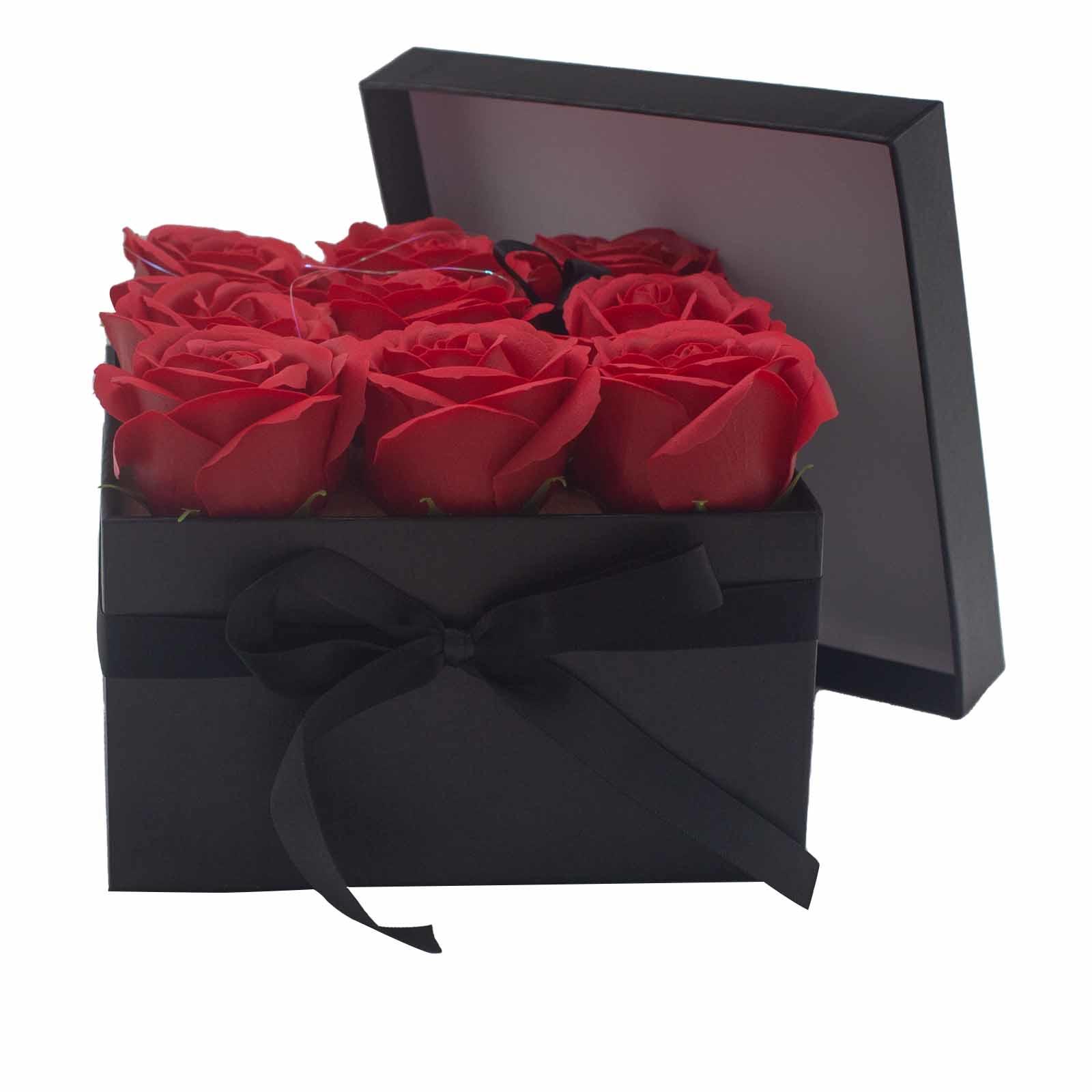 Square Soap Roses Soap Flower Gift Bouquet - 9 Red Roses - Square