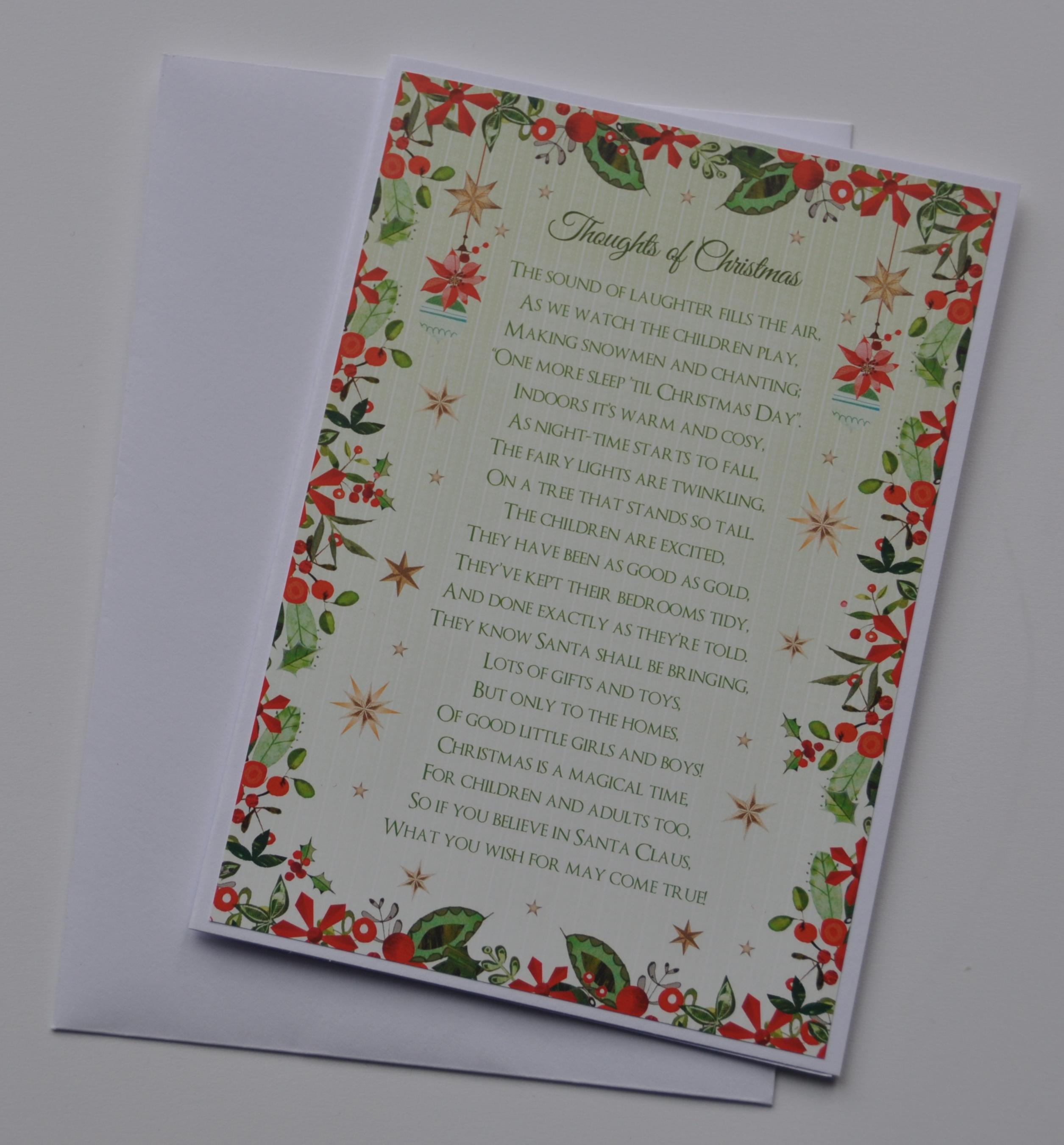 Handmade Christmas Card - Thoughts Of Christmas Poem