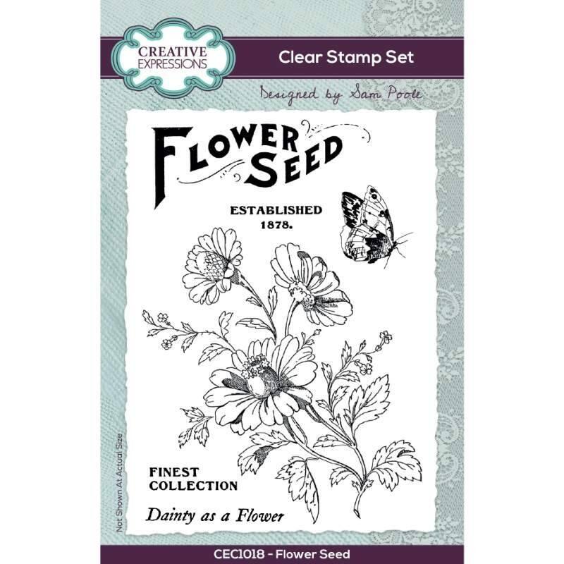 Creative Expressions Sam Poole Flower Seed 4 in x 6 in Clear Stamp Set