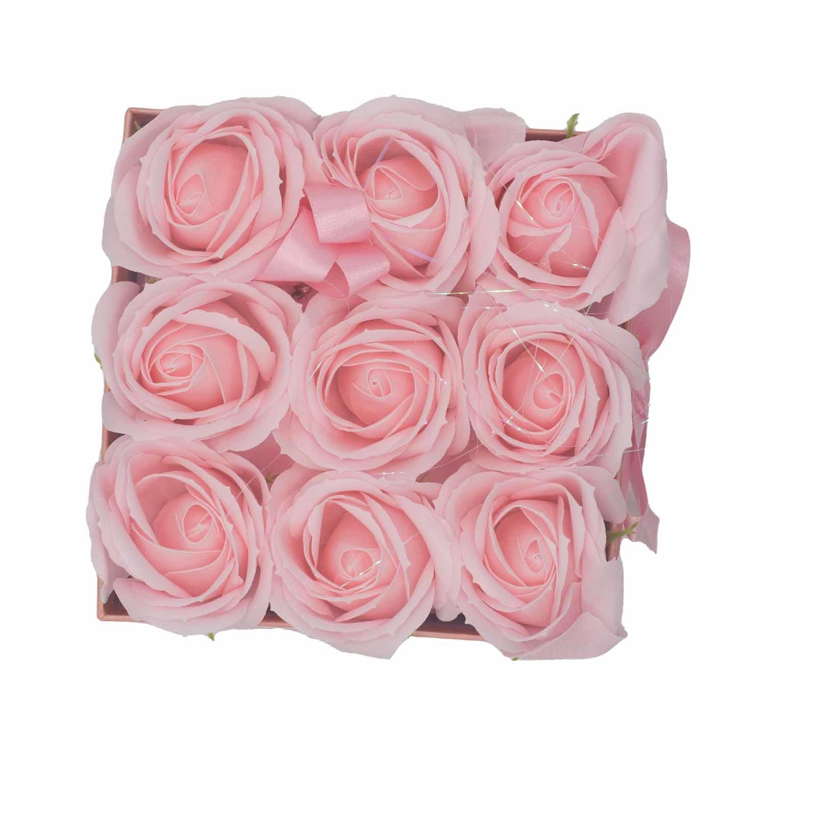 Square Soap Roses Soap Flower Gift Bouquet - 9 Pink Roses - Square