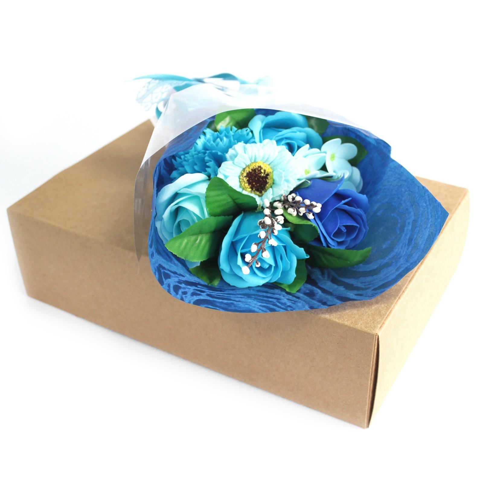 Boxed Hand Soap Flower Bouquet Blue