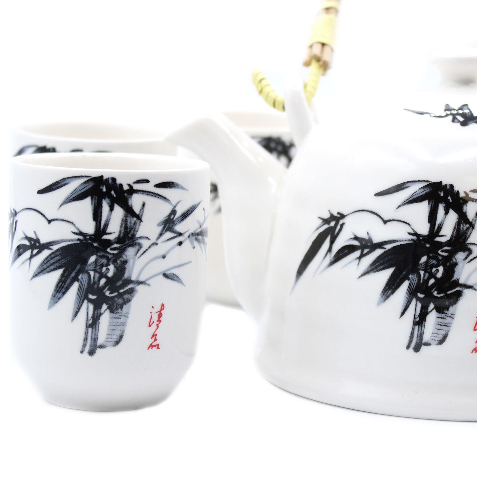 Herbal Teapot Set White Stone Oriental