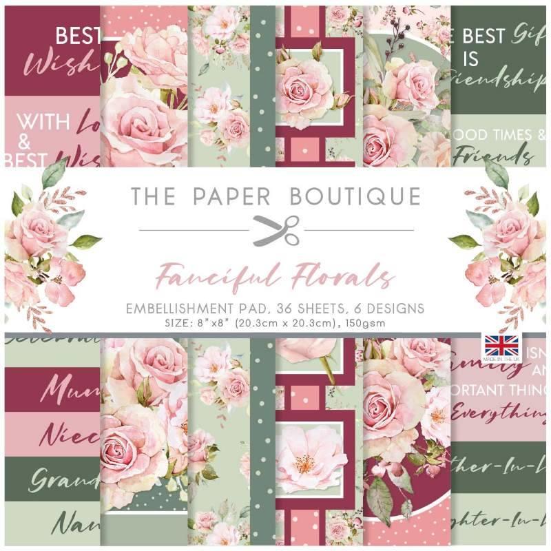 Paper Boutique The Bloomin Beautiful – Embellishments Pad – 20,3 X 20,3 Cm, 6 Disegni, Carta 160g/m² – Fustellati E Decorazioni Floreali