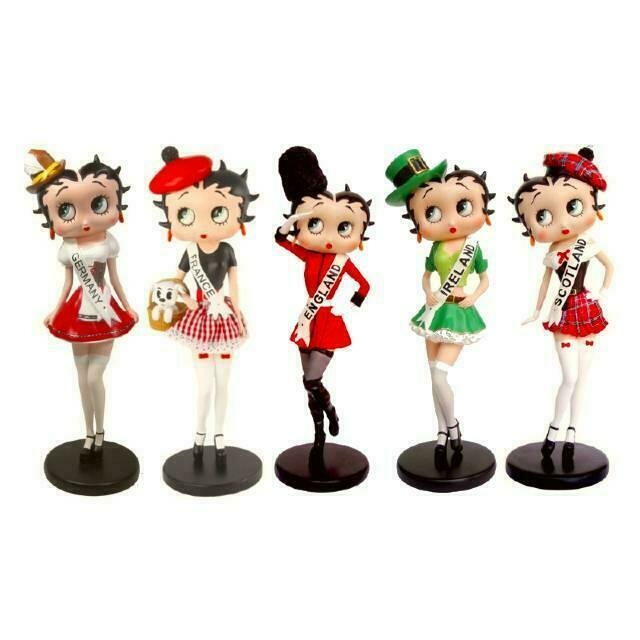 Showcasing 'Miss' Germany, France, England, Ireland and Scotland Standing Betty Boop Figurines