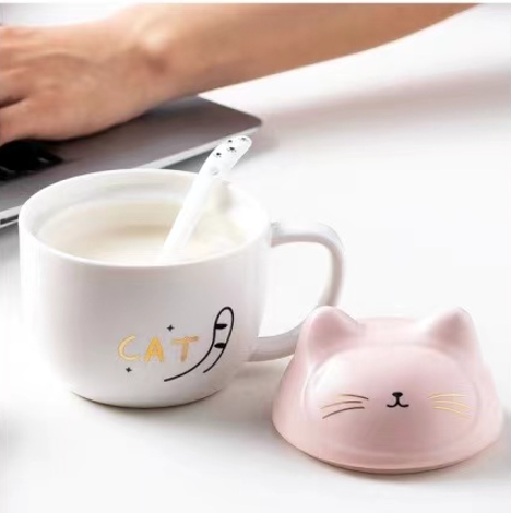 Charming Cat Lovers Ceramic Mug with Lid Removed