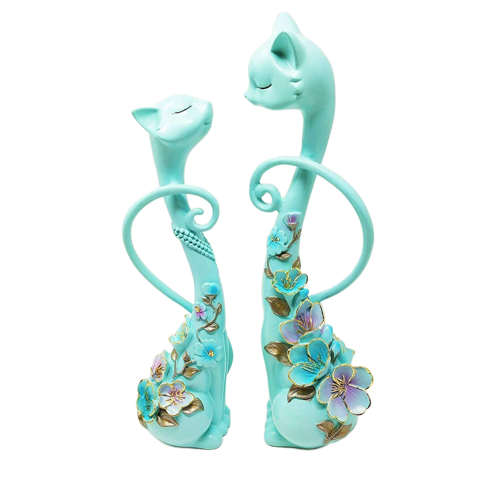 Colourful Set of Cat Ornaments facing each other