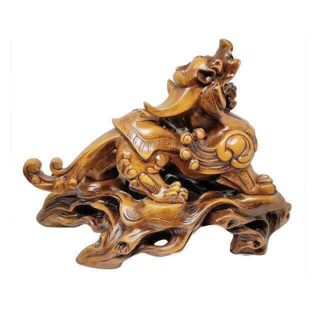 Lucky Chinese Dragon Kylin Ornament from the back facing right