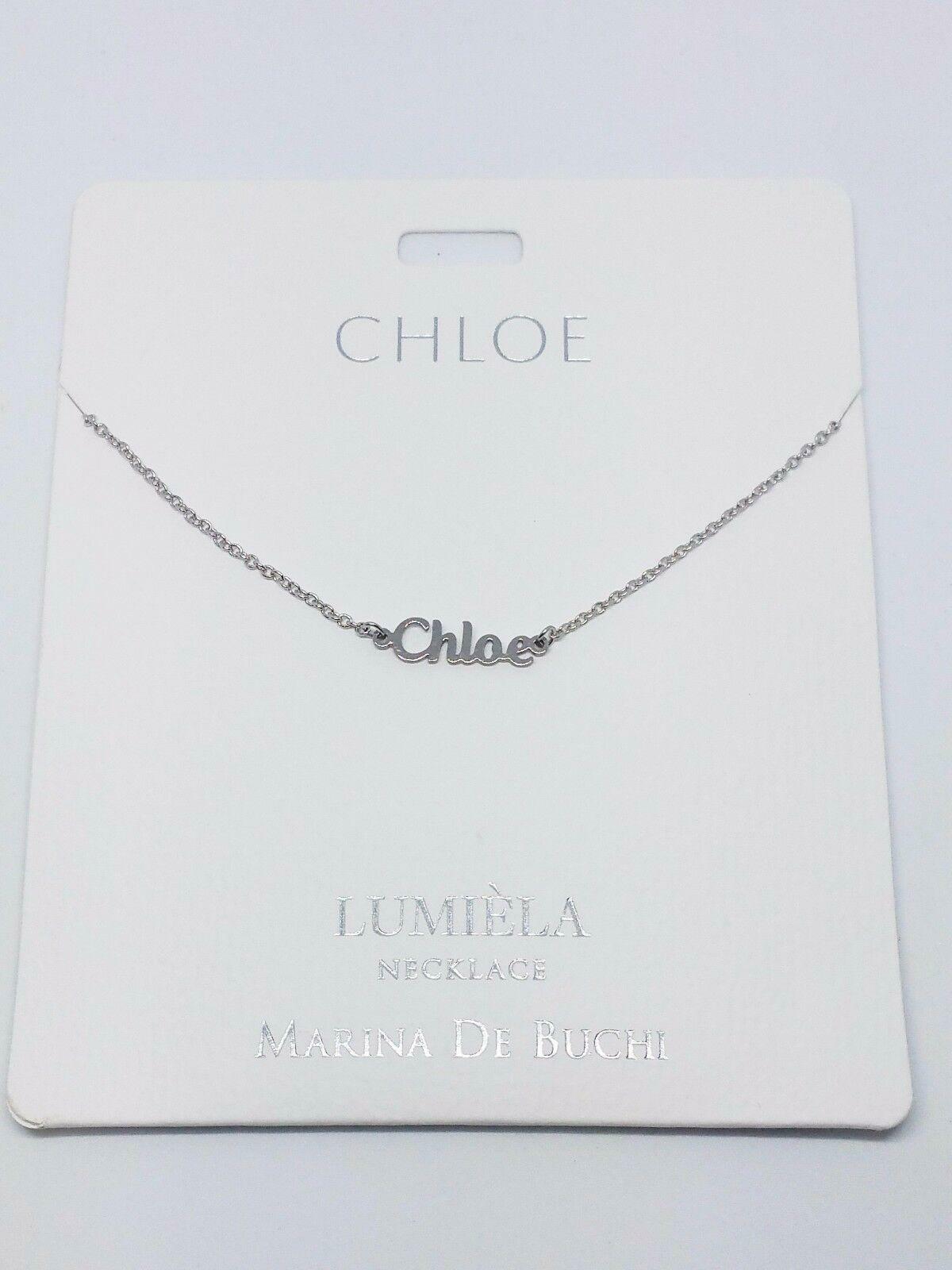 Personalised Silver Colour Lumièla Necklace by Marina De Buchi with the name Chloe