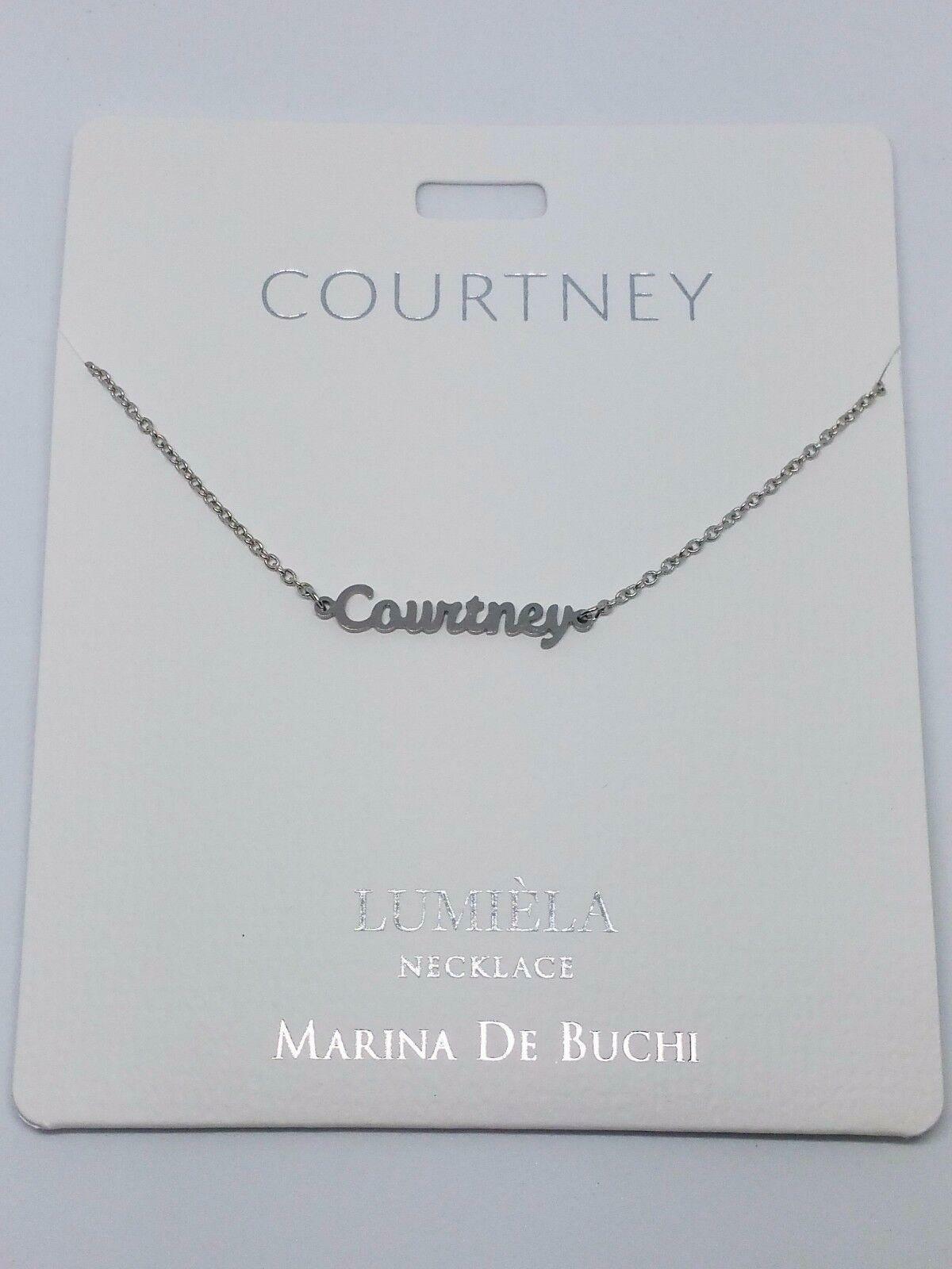 Personalised Silver Colour Lumièla Necklace by Marina De Buchi with the name Courtney