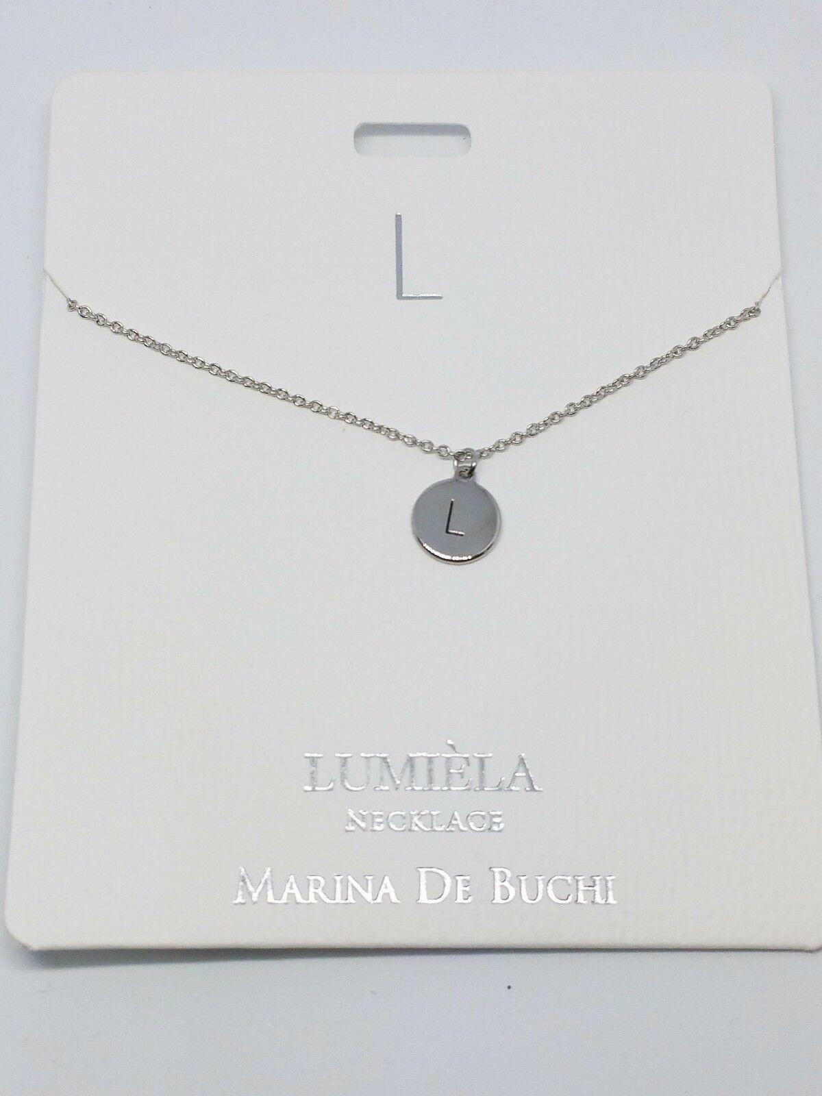 Personalised Silver Colour Lumièla Necklace by Marina De Buchi with the initial L